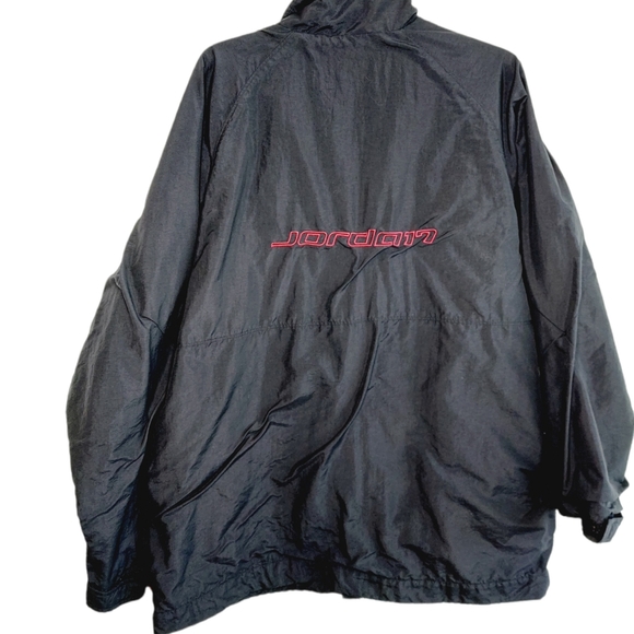 Vintage Michael Jordan Black Nylon Zipper Up Coat XXL Made In Philippines EUC - Picture 2 of 9